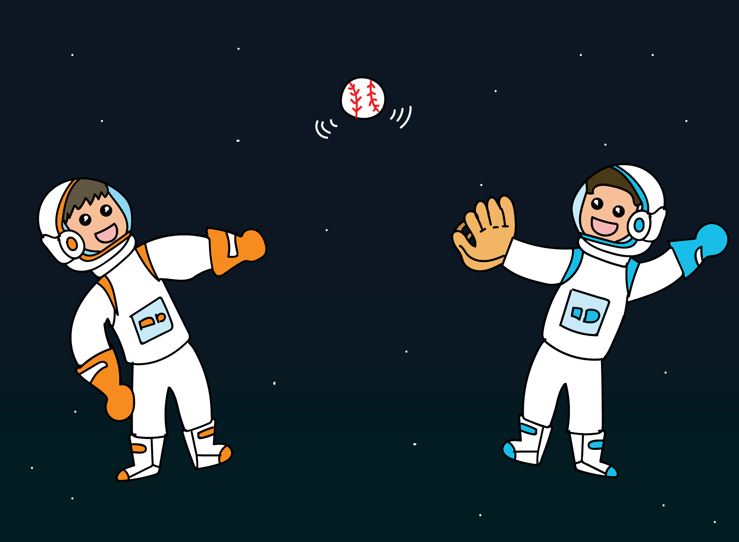 throwing a baseball in space