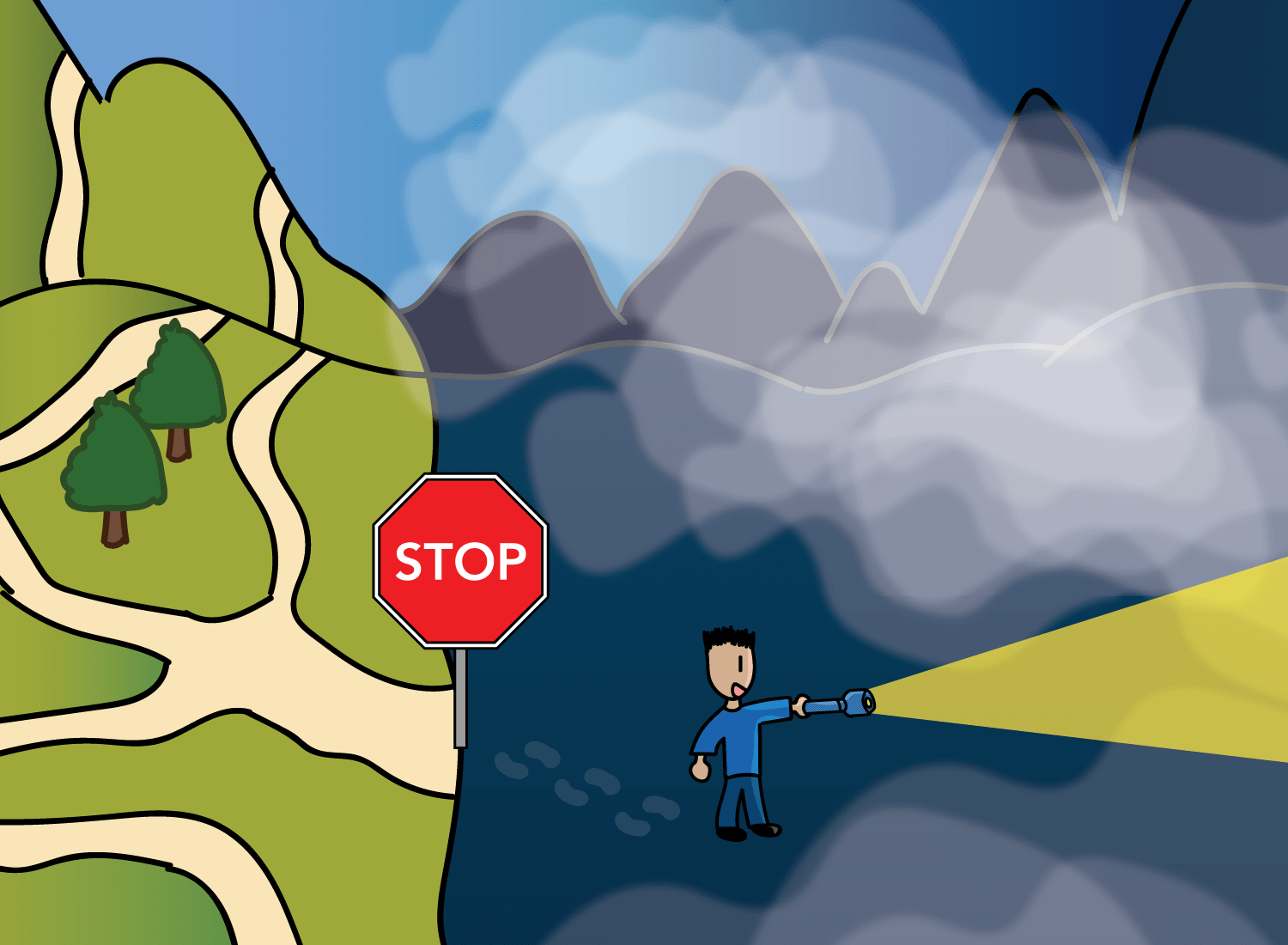 walking past the thought stop sign