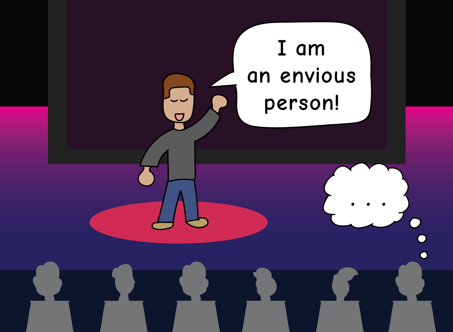 envious person on stage